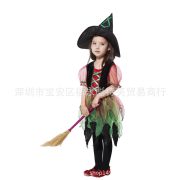 Children's Halloween Cosplay Witch Costume with Hat Stage Performance Outfit Puffy Skirt for Kids - Image 3