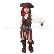 Stock Halloween Children's Performance Costume Girls Pirate Outfit Stage Performance Skirt Caribbean Pirate Dress - Image 2