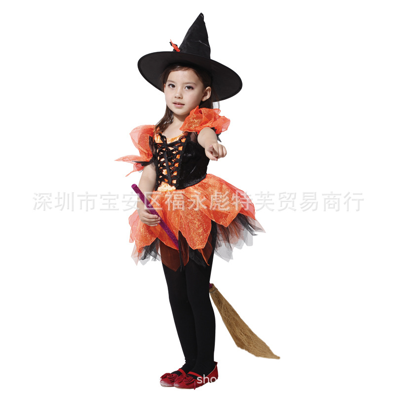 10678622824_1457541879.jpg Halloween Cosplay Witch Costume for Children with Hat Christmas Party Performance Skirt Adult Stage Performance Costume - Image 1