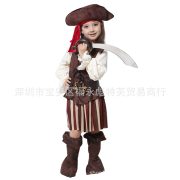 Stock Halloween Children's Performance Costume Girls Pirate Outfit Stage Performance Skirt Caribbean Pirate Dress - Image 4