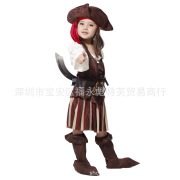 Stock Halloween Children's Performance Costume Girls Pirate Outfit Stage Performance Skirt Caribbean Pirate Dress - Image 5