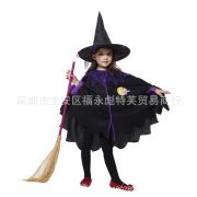 Halloween Cosplay Children's Performance Costume Witch Robe Cape Christmas Masquerade Women's Witch Performance Outfit
