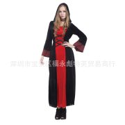 Adult Stage Performance Costume Halloween Gothy Robe Witch Hat Outfit for Masquerade Party Cosplay Witch Performance