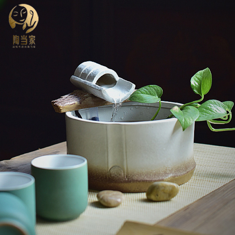 10738055107_517687901-1.jpg Ceramic Fish Tank Water Flowing Fountain Office Living Room Desktop Decoration Wealth Attractor Humidifier Delivery - Image 1
