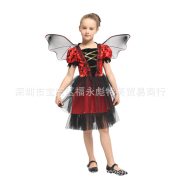 Children's Halloween Vampire Costume Makeup Ball School Play Bat Princess Performance Outfit With Wings Adult Stage Performance Costume - Image 3