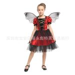 Children's Halloween Vampire Costume Makeup Ball School Play Bat Princess Performance Outfit With Wings Adult Stage Performance Costume