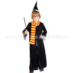 Harry Potter Themed Magic Costume Set for Children Men Halloween Stage Performance Outfit Wizard Show Costume