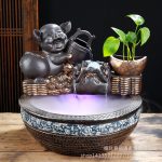 Ceramic Flowing Water Fountain Ornament Indoor Office Home Decorative Piece for Good Luck Feng Shui Ideal Housewarming Gift
