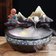 Ceramic Flowing Water Fountain Ornament Indoor Office Home Decorative Piece for Good Luck Feng Shui Ideal Housewarming Gift - Image 2