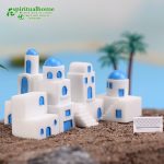 Customizable Decorative Resin Ornament DIY Succulent Building Mediterranean House Creative Potted Landscape Miniature Figurine