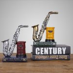 Customizable Violin Instrument Model Decorative Ornament Creative Retro Pen Holder Office Study Room Decoration Resin Craft