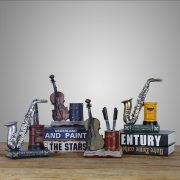 Customizable Violin Instrument Model Decorative Ornament Creative Retro Pen Holder Office Study Room Decoration Resin Craft - Image 5