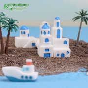 Customizable Decorative Resin Ornament DIY Succulent Building Mediterranean House Creative Potted Landscape Miniature Figurine - Image 2