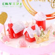 Candy-colored villa creative resin snow scene house christmas snowman ornament - red style house craft gift - Image 2