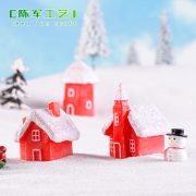 Candy-colored villa creative resin snow scene house christmas snowman ornament - red style house craft gift - Image 3