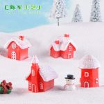 Candy-colored villa creative resin snow scene house christmas snowman ornament - red style house craft gift