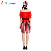 Adult Stage Performance Costume Red Dress With Black Shoulder Pirate Design Caribbean Fashion Pirate Set Halloween Game Uniform - Image 5
