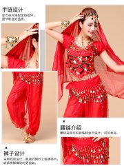 Indian Dance Performance Outfit Short Sleeve Practice Belly Dance Highlight Skirt Adult Stage Performance Costume Autumn Winter - Image 3