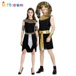 Elegant Pharaoh Queen Couple Costume Adult Stage Performance Egyptian Black Outfit Role Play Show Suit