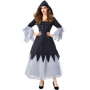 Elastic Halloween Witch Costume Long Robe Adult Cosplay Magic Witch Role-playing Outfit for Women Stage Performance