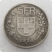 Antique Style Swiss 1928-B Brass Plated Silver Commemorative Coin #2154 Custom Metal Medal Badge Premium Quality Engraving - Image 2
