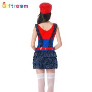 Adult Cosplay Mario Role-playing Sequin Overalls Party Costume Stage Performance Cartoon Game Uniform - Image 4