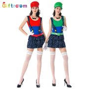 Adult Cosplay Mario Role-playing Sequin Overalls Party Costume Stage Performance Cartoon Game Uniform