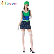 Adult Cosplay Mario Role-playing Sequin Overalls Party Costume Stage Performance Cartoon Game Uniform - Image 3