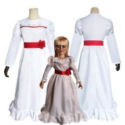 Annabelle Doll Cosplay Costume White Dress Adult Stage Performance Horror Outfit Perfect for Halloween
