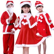 Children's Santa Claus Costume Velvet Performance Outfit for Boys and Girls Stage Show Grandpa Christmas Adult Fancy Dress