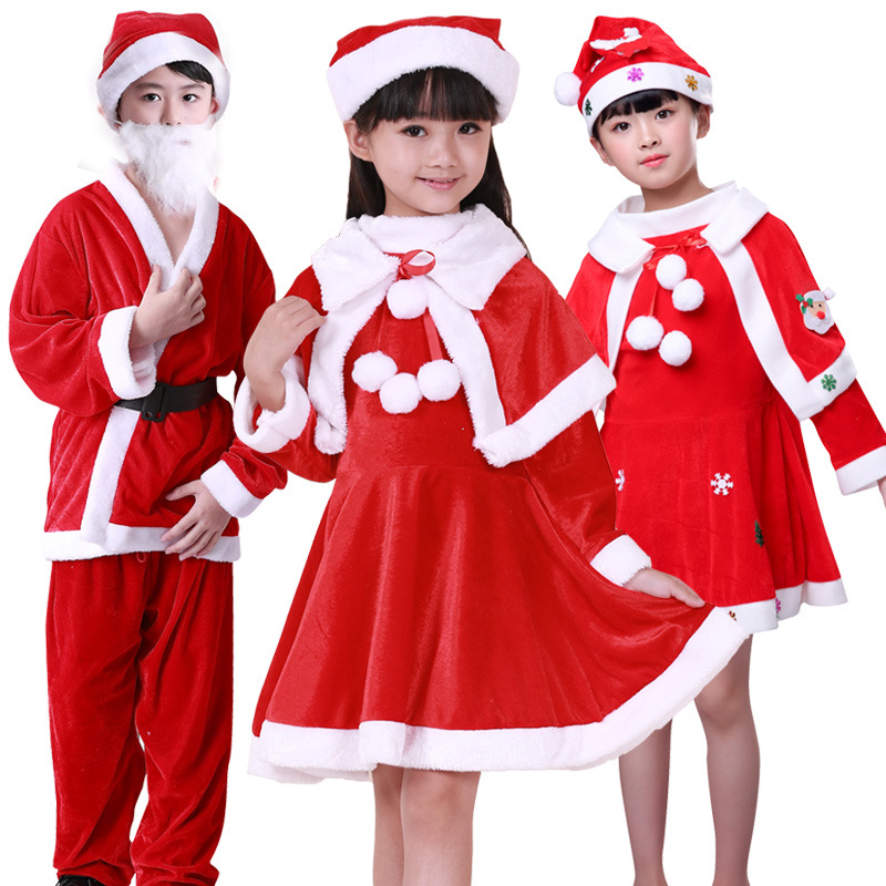 12468892151_1777847325.jpg Children's Santa Claus Costume Velvet Performance Outfit for Boys and Girls Stage Show Grandpa Christmas Adult Fancy Dress - Image 1