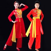 Classical Dance Performance Outfit Adult Male Drumming Costume Female Yangge Waist Drumming Team Opening Red Dancewear