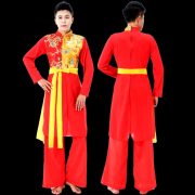 Classical Dance Performance Outfit Adult Male Drumming Costume Female Yangge Waist Drumming Team Opening Red Dancewear - Image 3