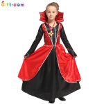 Adult Stage Performance Costume Large Collar Long Dress for Children's Witch Vampire Masquerade Cosplay Outfit