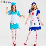 Adult Stage Performance Costume Halloween Adult Cosplay Horror Blood Maid Apron Witch Outfit for Performances and Shows
