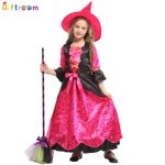 Red Witch Costume for Children Long Dress Adult Stage Performance Costume Simulation Witches Outfit for Girls Party Dress