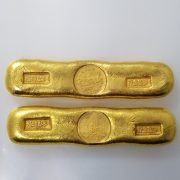 Antique Style Golden Bar and ingot Ornaments Brass Material Non-gold Custom Metal Medal Badge Handicrafts J80