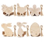 Easter Party Craft American Vintage Decorative Ornament Hand-Painted Wooden Rabbit Egg Hanging Decoration for Home Decor
