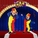 Adult Stage Performance Costume Red Yellow Clown Outfit Direct Sale from Manufacturer for Children's Masquerade Event