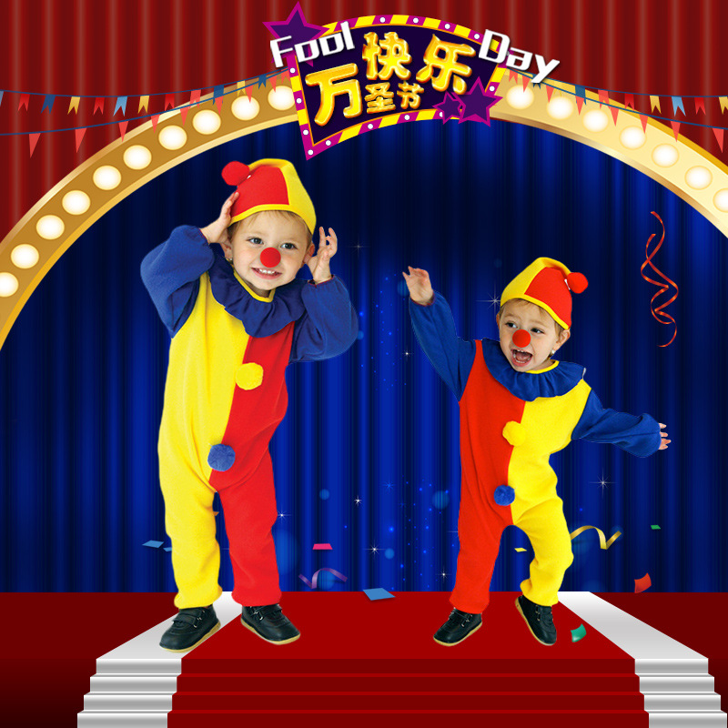 13726198657_1865114962.jpg Adult Stage Performance Costume Red Yellow Clown Outfit Direct Sale from Manufacturer for Children's Masquerade Event - Image 1