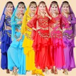 Indian Dance Performance Outfit Stage Performance Costume Long Sleeve Cake Skirt Adult Summer Dress for Cultural Shows