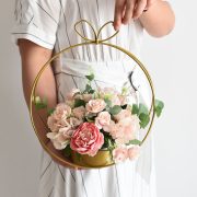 金属铁艺手提花篮蛋糕花架花艺包装插花花篮礼盒几何镀锌全金属 - Image 2