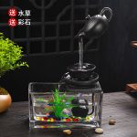 Creative Ceramic Glass Flowing Water Fountain Ornament Indoor Office Living Room Decorative Piece for Fish Tank Humidifier