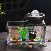 Creative Ceramic Glass Flowing Water Fountain Ornament Indoor Office Living Room Decorative Piece for Fish Tank Humidifier - Image 2