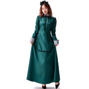 Halloween High Collar Lace Maids Long Dress Adult Stage Performance Costume Includes Bat Headwear Elegant Lady Servant Outfit - Image 3