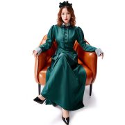 Halloween High Collar Lace Maids Long Dress Adult Stage Performance Costume Includes Bat Headwear Elegant Lady Servant Outfit - Image 2