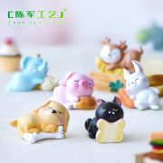 微景观diy盆景摆件 地摊小动物可爱小动物小猪狗兔子贪睡小鹿小狗