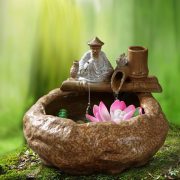Ceramic Flowing Water Fountain Ornament Creative Home Decor Humidifier Fish Tank Decoration Water Feature Indoor Garden