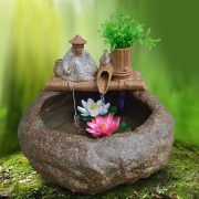 Ceramic Flowing Water Fountain Ornament Creative Home Decor Humidifier Fish Tank Decoration Water Feature Indoor Garden - Image 3