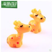 陈军工艺品厂 苔藓微景观饰品 黄色小鹿树脂小摆件 DIY组装 - Image 2